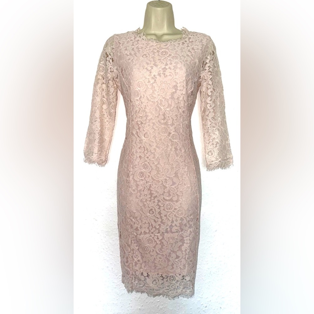 Lace Midi Dress in Light Pink